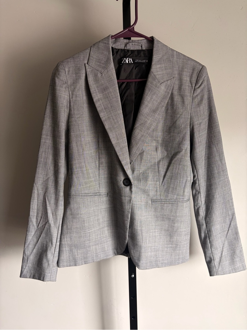 ZARA Gray Plaid Tailored Blazer Jacket Size 4